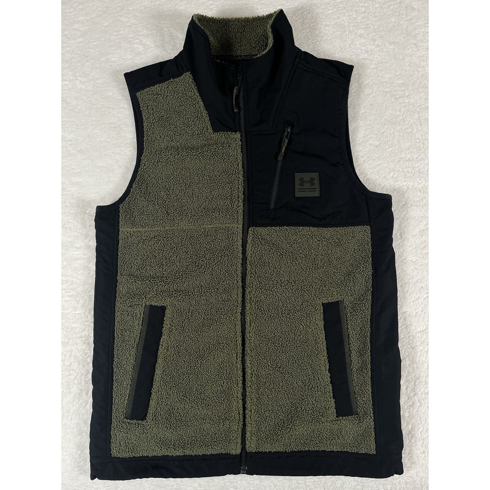Under Armour Mission Boucle Green Fleece Full Zip‎ Mock Sherpa Vest Men's Small